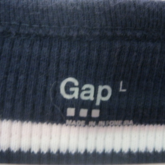 Gap Thermal Henley Navy White Striped Large - Picture 2 of 4